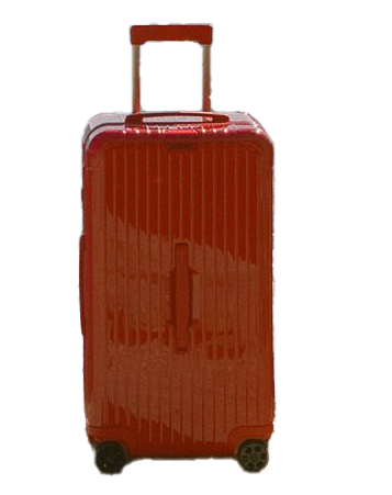 bright red carry-on suitcase